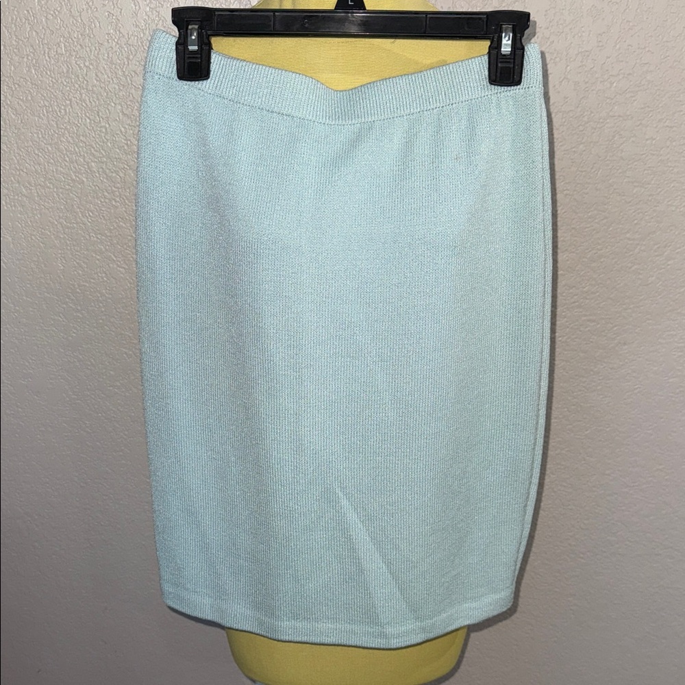 St. John Light Blue Knit Pull On Skirt - size 10